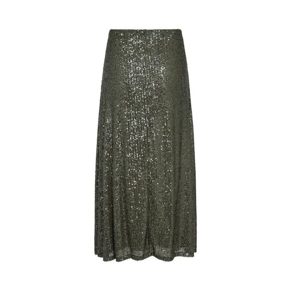 NWT SOYA CONCEPT Nanette 3 Chic Olive Green Glam Sequin Skirt - Picture 6 of 7